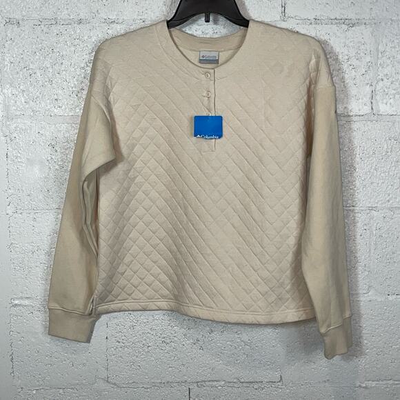 Columbia Women's Hart Mountain Quilted Crewneck Top - Chalk Small $90 - Picture 1 of 8